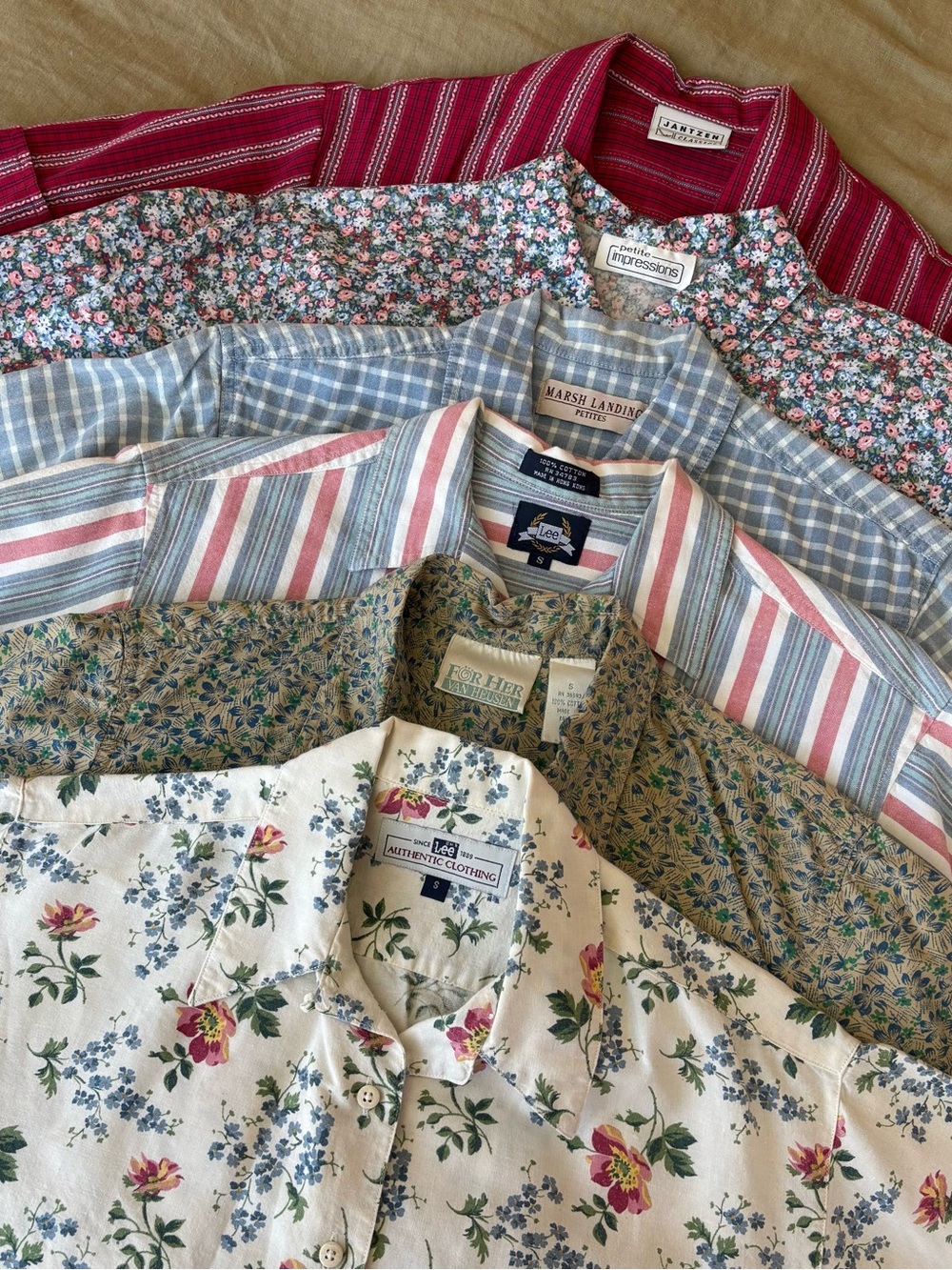BUNDLE 6 Vintage Short Sleeve Button Front Cotton Shirts Women’s Small Cottage